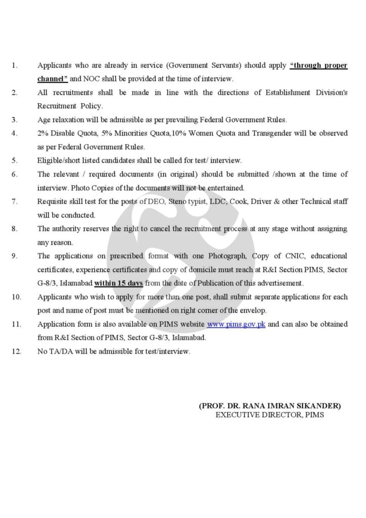 pims jobs terms and conditions