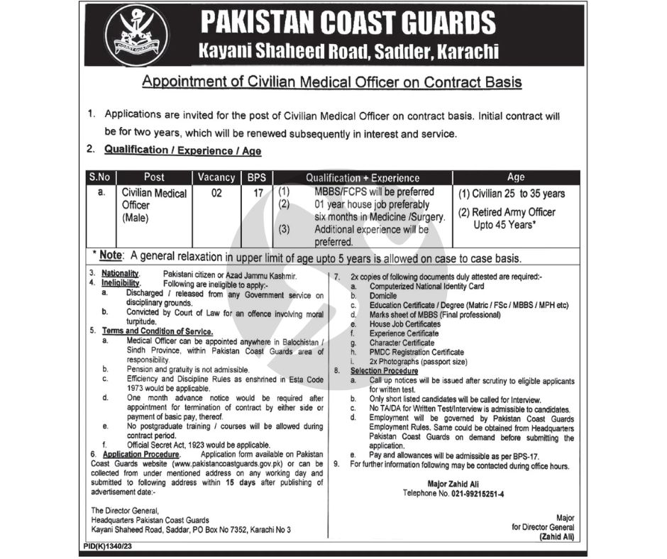 Pakistan Coast Guard Jobs